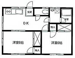鹿島台コーポ6 2DKの間取図画像