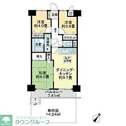 ライオンズプラザ相模大野一番館 3DKの間取図画像