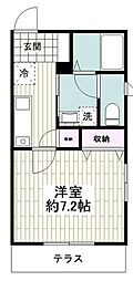 ヘーベルメゾンE.H.K 1Kの間取図画像