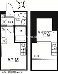 ハートミットクラブハウス ワンルームの間取図画像