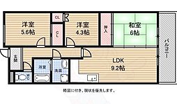 エスポワール金岡 3階3LDKの間取り
