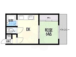 シティーハウス酒井 1DKの間取図画像