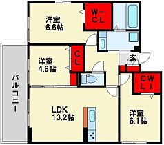 松の杜D-ROOM 202 ｜ 福岡県北九州市小倉北区下到津３丁目6-5（賃貸アパート3LDK・1階・73.38㎡） その2