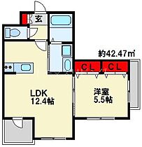 ラ・コルダ中井 301 ｜ 福岡県北九州市小倉北区中井５丁目18-20（賃貸マンション1LDK・3階・42.47㎡） その2