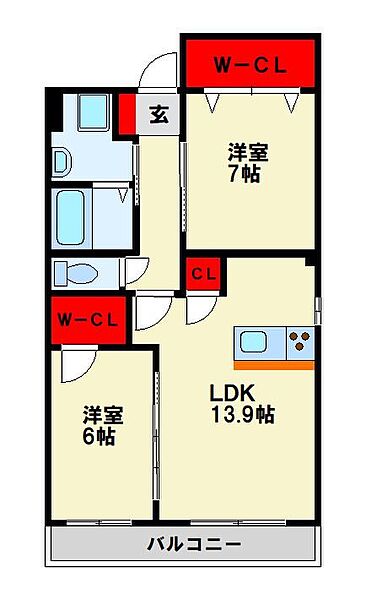 ウィッチヘーゼル 501｜福岡県北九州市戸畑区天籟寺１丁目(賃貸アパート2LDK・5階・63.65㎡)の写真 その2