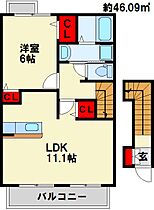 サンリット　スクエア 202 ｜ 福岡県北九州市小倉北区篠崎２丁目4-19（賃貸アパート1LDK・2階・46.09㎡） その2