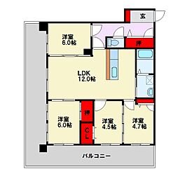 オークランド桜通り 3階4LDKの間取り