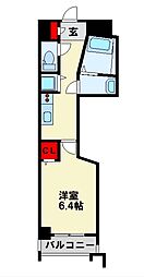 アベニール幸 5階1Kの間取り