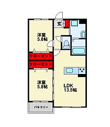 KIRA HIAGARI 1階2LDKの間取り