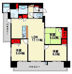 JR鹿児島本線 八幡駅 徒歩5分の賃貸マンション 8階3LDKの間取り