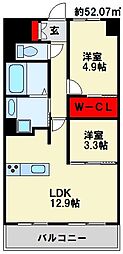 フローリィ279 2LDKの間取図画像