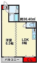 三萩野ビル 1LDKの間取図画像