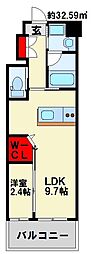 ウィングス西本町 1LDKの間取図画像