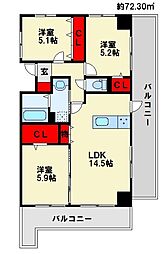 ザスクエアプラチナレジデンス 3LDKの間取図画像
