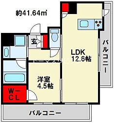 RJRプレシア西小倉駅前 1LDKの間取図画像