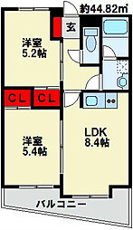 オールセインツ 2LDKの間取図画像