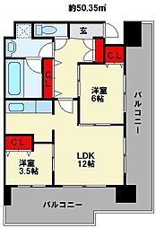 CPタワー 2LDKの間取図画像