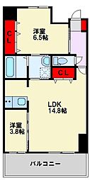 ルミナスAI八幡 2LDKの間取図画像
