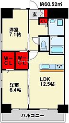 グランシャリオ三萩野 2LDKの間取図画像