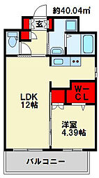 フェリシエ京町 1LDKの間取図画像