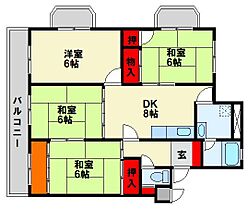 エメラルドマンション井堀 503 ｜ 福岡県北九州市小倉北区井堀２丁目6-9（賃貸マンション4DK・5階・69.70㎡） その2