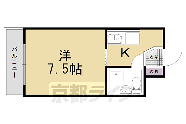 京都府京都市右京区西京極北裏町(賃貸マンション1K・3階・17.82㎡)の写真 その2