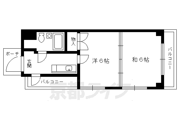 マンション大和 401｜京都府京都市左京区一乗寺地蔵本町(賃貸マンション2K・4階・28.95㎡)の写真 その2