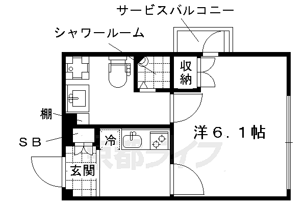 京都府京都市右京区西院西今田町(賃貸マンション1K・5階・21.00㎡)の写真 その2