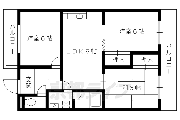 フォルム幡枝 102｜京都府京都市左京区岩倉幡枝町(賃貸マンション3LDK・1階・52.57㎡)の写真 その2