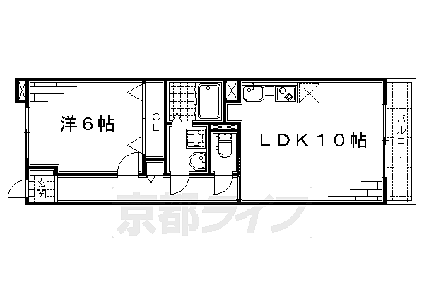 京都府京都市伏見区深草大亀谷万帖敷町(賃貸マンション1LDK・2階・41.48㎡)の写真 その2