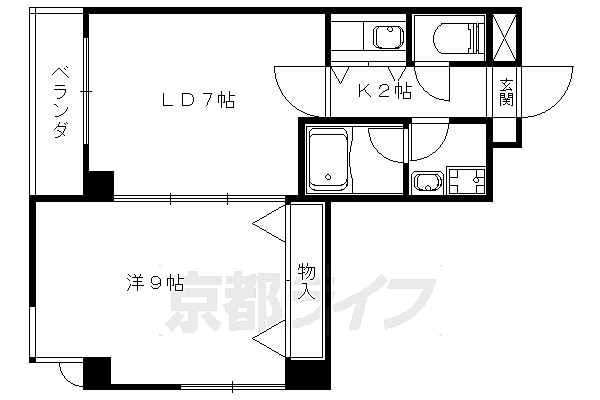 エクセレント山科 402｜京都府京都市山科区竹鼻竹ノ街道町(賃貸マンション1LDK・4階・40.00㎡)の写真 その2