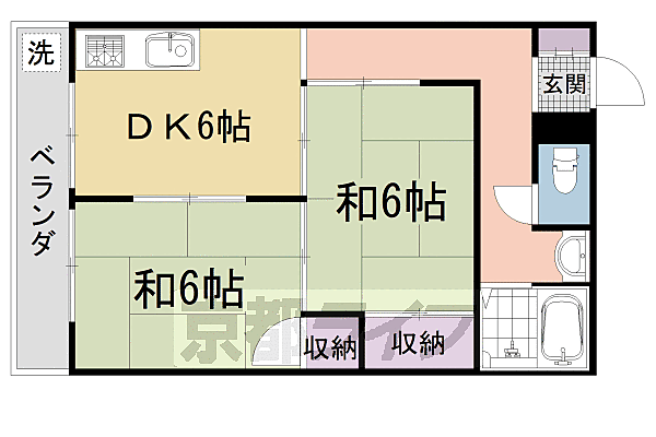 コープ鴨川 A-110｜京都府京都市左京区聖護院蓮華蔵町(賃貸マンション2DK・1階・48.25㎡)の写真 その2