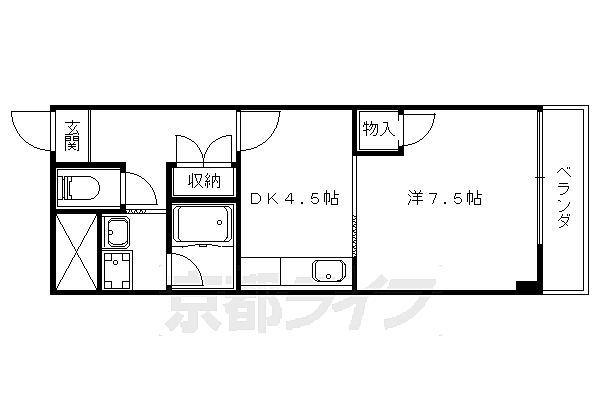 シャトー山本 101｜京都府京都市山科区椥辻西浦町(賃貸マンション1DK・1階・27.00㎡)の写真 その2