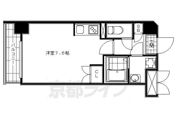 エスリード烏丸五条駅前 1305｜京都府京都市下京区万寿寺町(賃貸マンション1K・13階・22.44㎡)の写真 その2