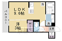 京都市営烏丸線 北大路駅 徒歩27分の賃貸アパート 2階1LDKの間取り