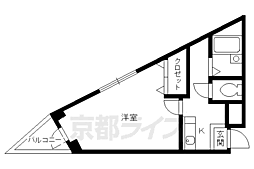 JR山陰本線 二条駅 徒歩13分の賃貸マンション 4階1Kの間取り
