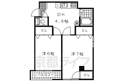 JR山陰本線 二条駅 徒歩18分の賃貸マンション 4階2DKの間取り
