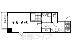 京阪本線 出町柳駅 徒歩8分の賃貸マンション 6階1Kの間取り