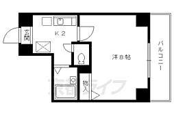 京都市営烏丸線 今出川駅 徒歩15分の賃貸マンション 4階1Kの間取り
