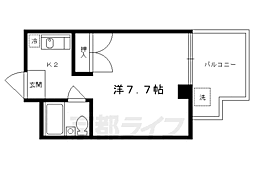 京都市営烏丸線 今出川駅 徒歩10分の賃貸マンション 4階1Kの間取り