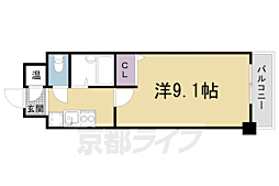 京阪本線 三条駅 徒歩2分の賃貸マンション 2階1Kの間取り