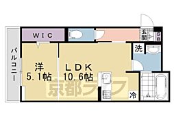 京都市営烏丸線 国際会館駅 徒歩7分の賃貸アパート 3階1LDKの間取り