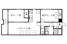 京都市営烏丸線 国際会館駅 徒歩12分の賃貸マンション 1階2LDKの間取り