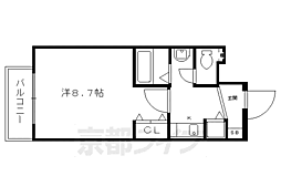 京阪本線 出町柳駅 徒歩17分の賃貸マンション 6階1Kの間取り
