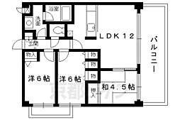 京都市営烏丸線 国際会館駅 徒歩10分の賃貸マンション 4階3LDKの間取り