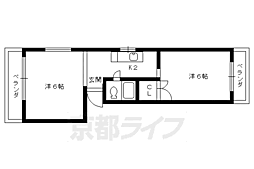 叡山電鉄叡山本線 一乗寺駅 徒歩5分の賃貸マンション 2階2Kの間取り