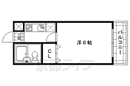 京都市営烏丸線 松ヶ崎駅 徒歩10分の賃貸マンション 2階1Kの間取り