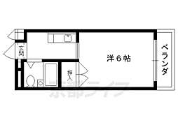 京都市営烏丸線 国際会館駅 徒歩14分の賃貸マンション 3階1Kの間取り