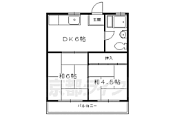叡山電鉄叡山本線 一乗寺駅 徒歩10分の賃貸マンション 3階2DKの間取り