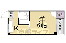 コーポ東山 2階1Kの間取り